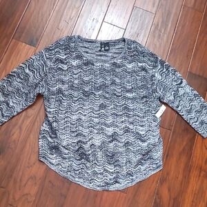 NWT New Directions Black & Grey Sweater with Silver Threading size 2X